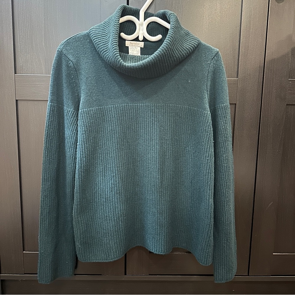 Bartolini Wool Cashmere Blend Green Turtleneck Sweater Size Large Women’s